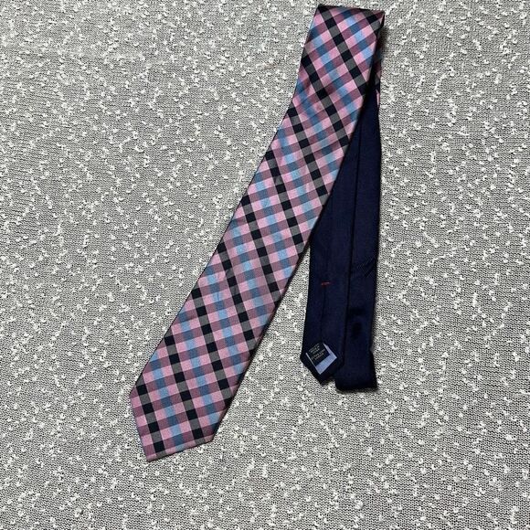 Tommy Hilfiger blue and purple checkered pattern Silk Tie - Picture 3 of 6